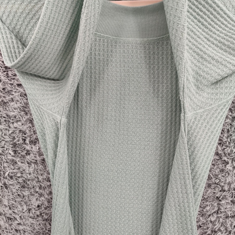 prAna Women Gorpcore Athleisure Sheeba Waffle Knit Top L Sage Green Thermal Cozy - Picture 12 of 16